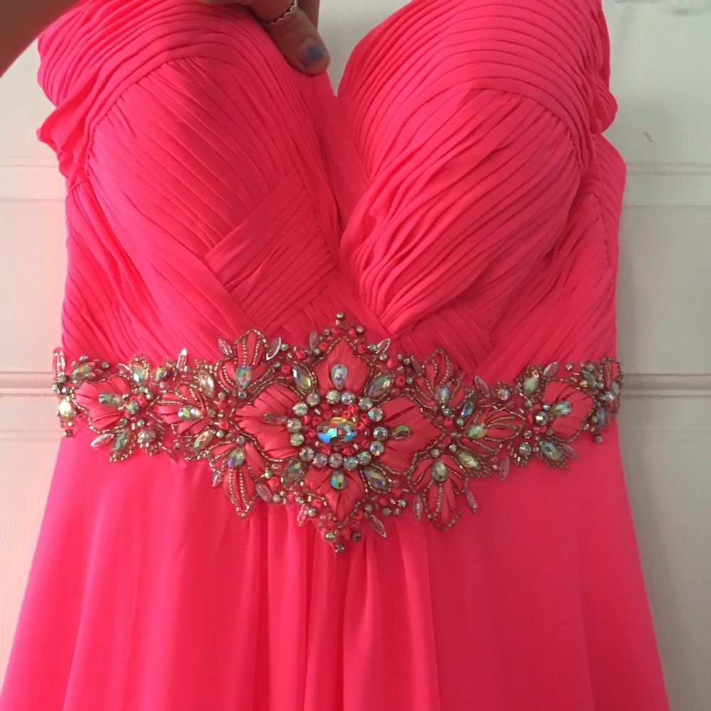 NWT Pink and Jewel detailed Prom Dress By Clarisse